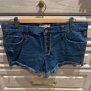 Free People Dark Blue Jean Shorts